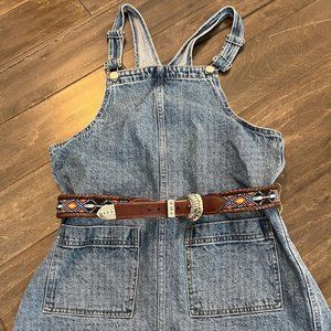 Madewell Denim Tie-Waist Patch Pocket Short Overalls Medium